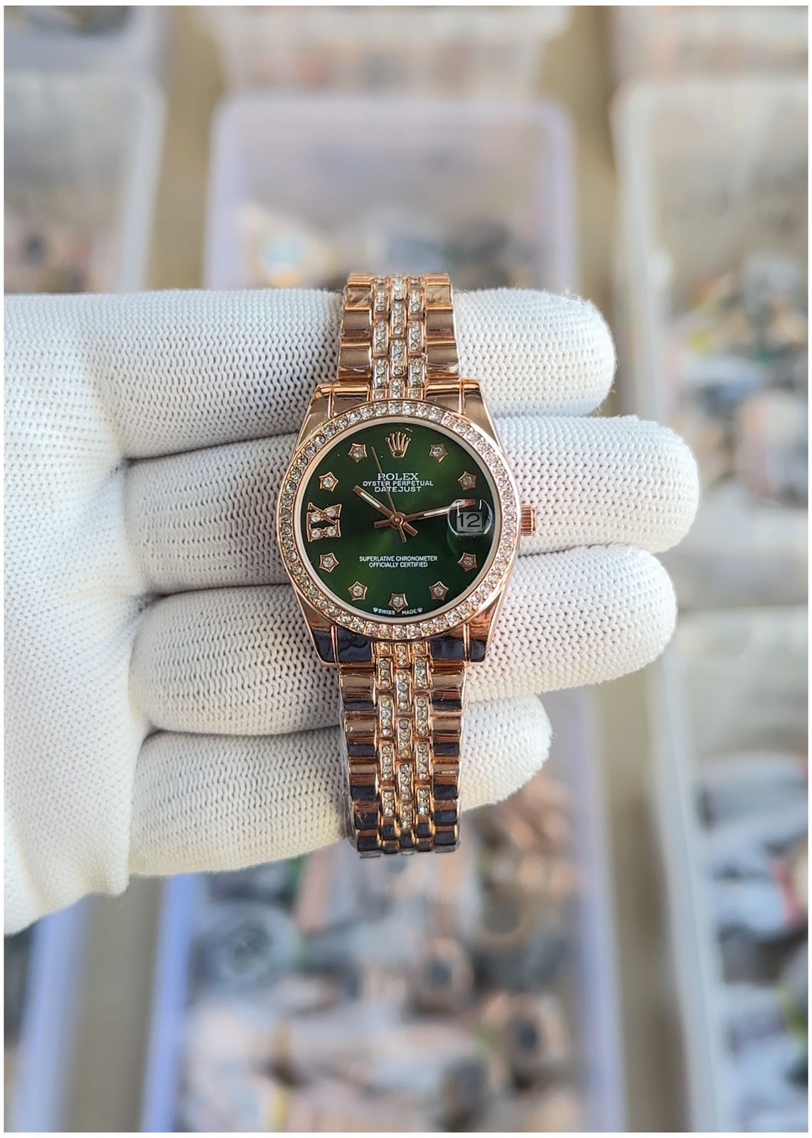 Rolex Oyester Perpetual Date Just Copper Green view 2